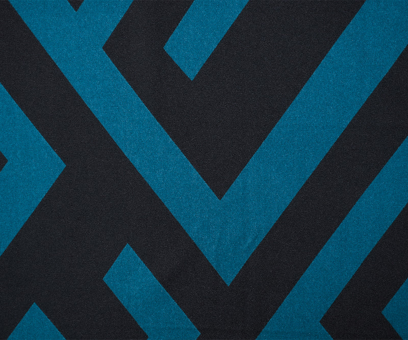 Black-Teal Poly Abstract Printed Stretch Double Knit Fabric