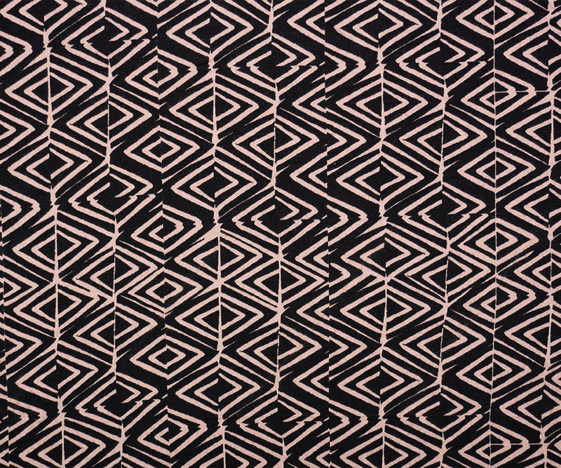 2 7/8 YD PC-Black-Brown Cotton Abstract Brushed Face Jersey Knit Fabric