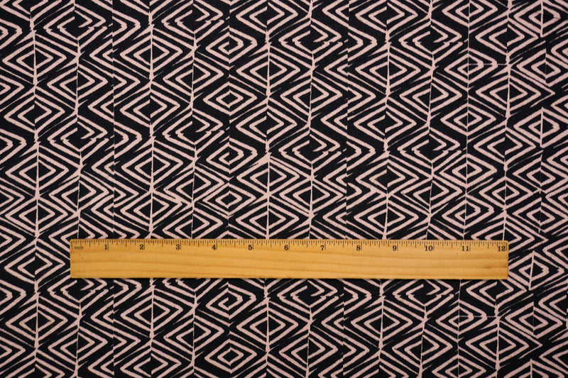 2 7/8 YD PC-Black-Brown Cotton Abstract Brushed Face Jersey Knit Fabric