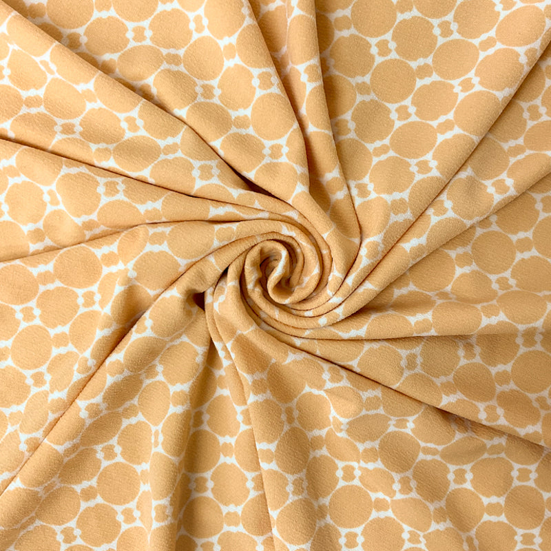 Yellow-Ivory Poly Geometric Printed ITY Moss Crepe Knit Fabric