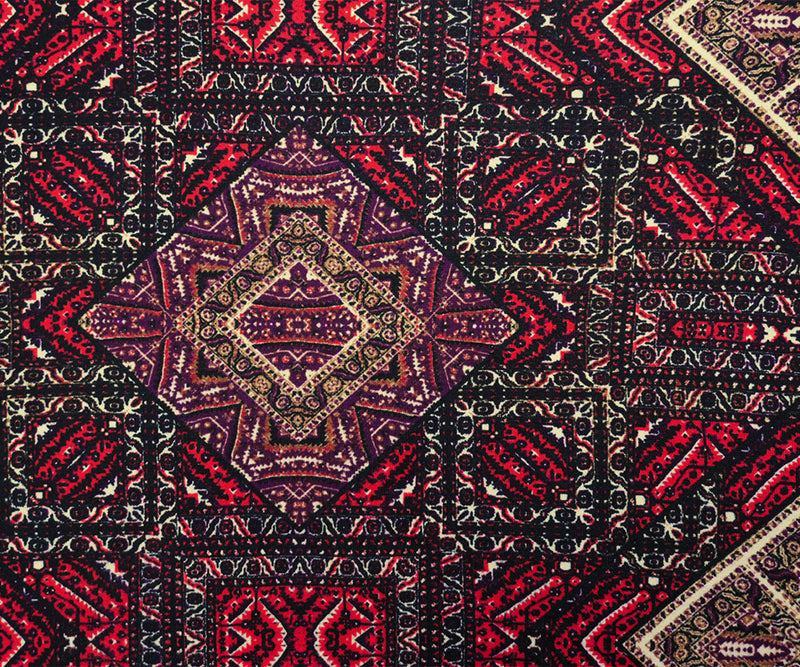 Black-Purple-Multi Poly Aztec Printed Jersey Knit Fabric