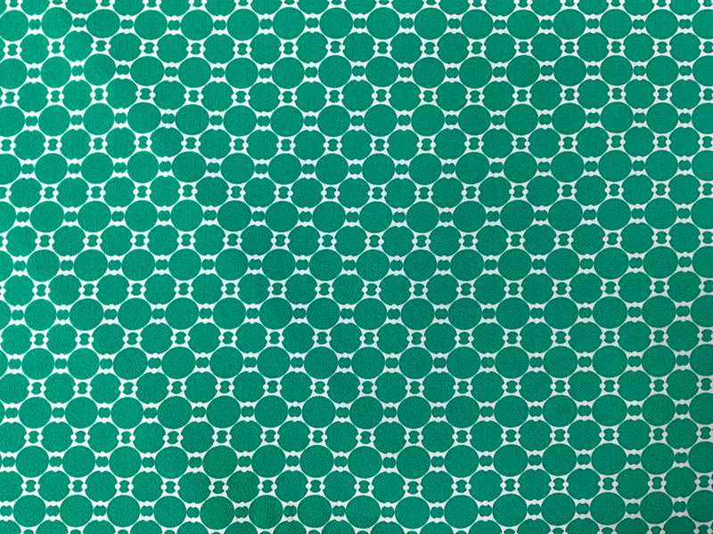 Green-White Poly Geometric Printed ITY Moss Crepe Knit Fabric