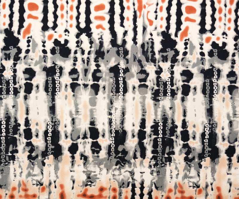 Navy-Multi Nylon Abstract Tie Dye Print Activewear Knit Fabric