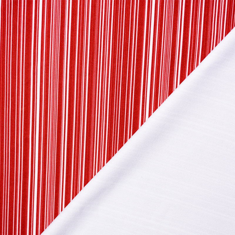 Red-White Nylon Stripe Printed Activewear Knit Fabric