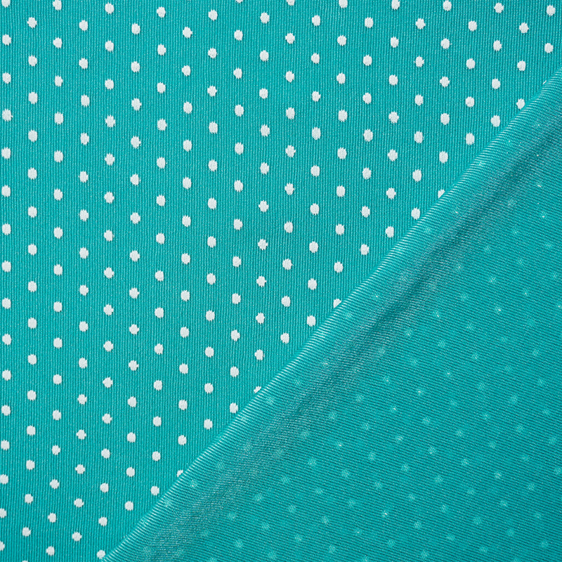 Teal-White Dot Acetate Stretch Slinky Knit Fabric