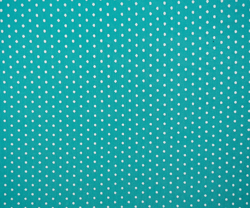 Teal-White Dot Acetate Stretch Slinky Knit Fabric