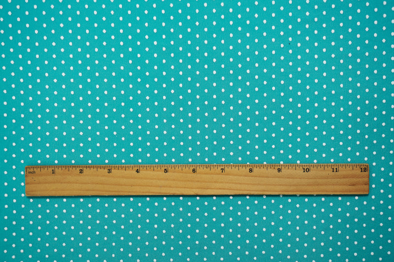 Teal-White Dot Acetate Stretch Slinky Knit Fabric