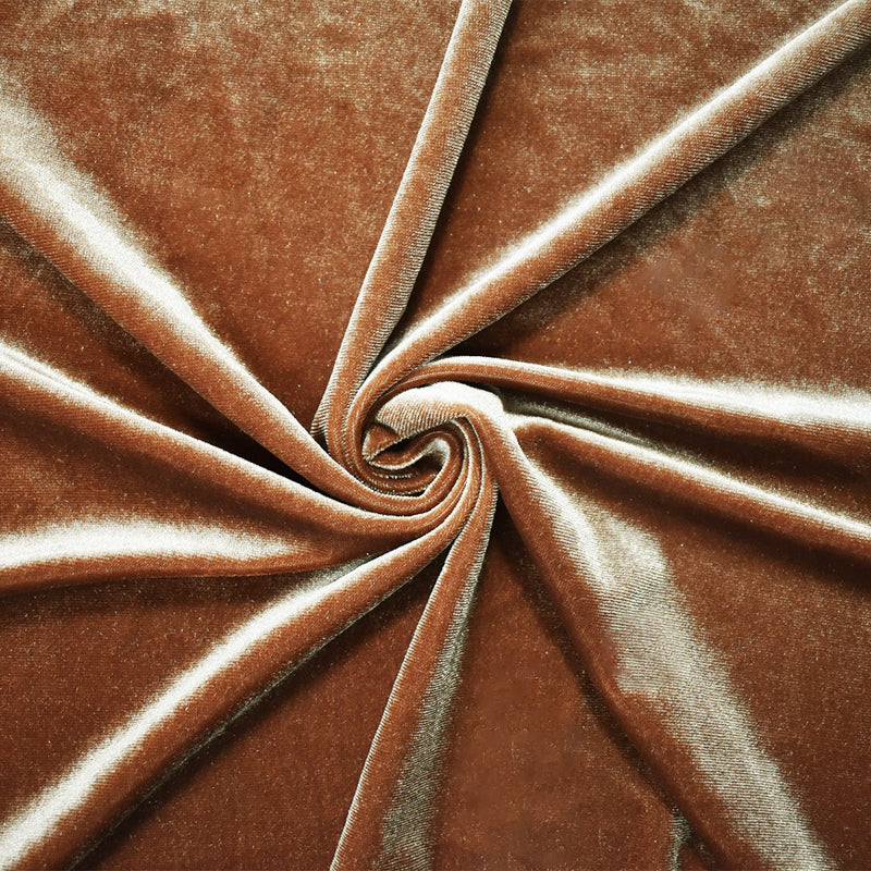 2 YD PC-Brown Poly Stretch Spandex Solid Velvet Knit Fabric