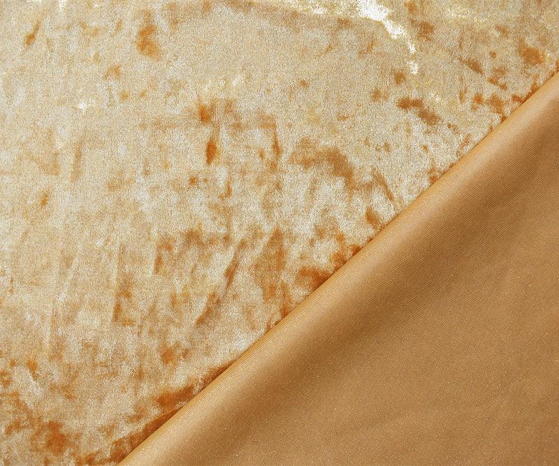 Golden Brown Poly Stretch Spandex Solid Crushed Velvet Knit Fabric