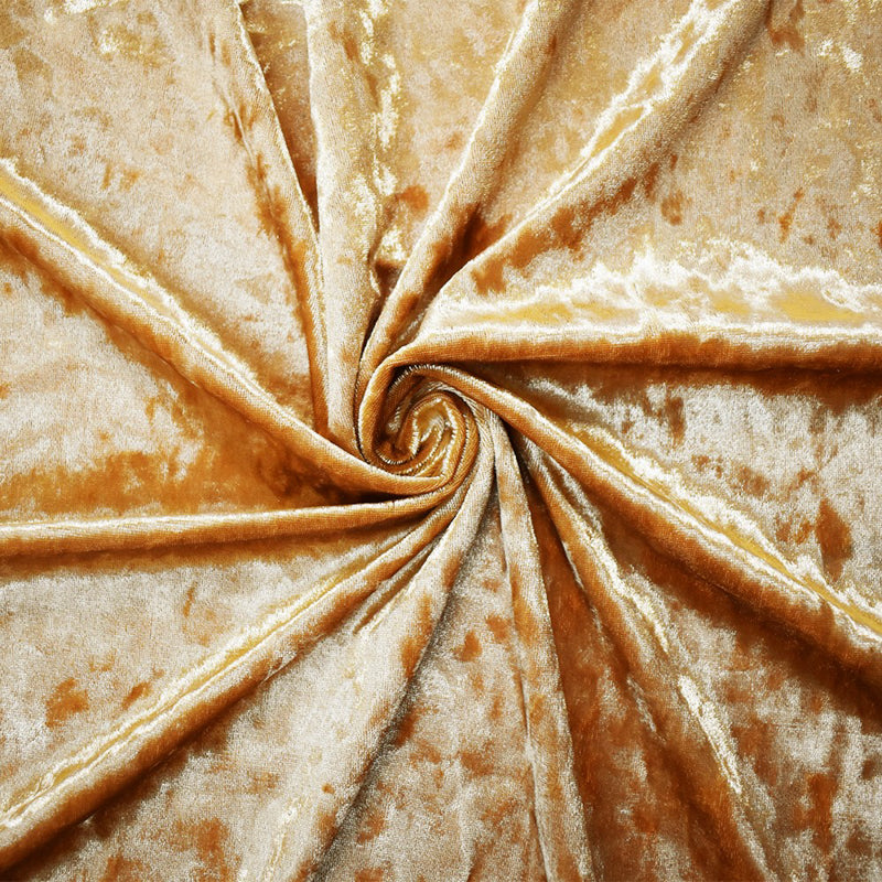 Golden Brown Poly Stretch Spandex Solid Crushed Velvet Knit Fabric