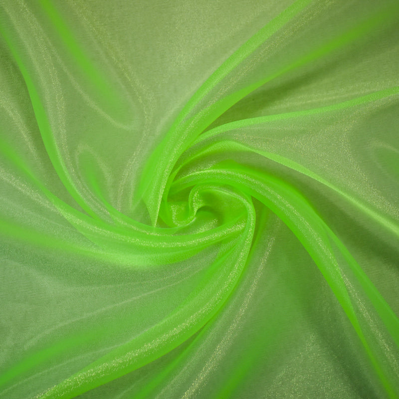 Green Poly Solid Sparkle Organza Woven Fabric
