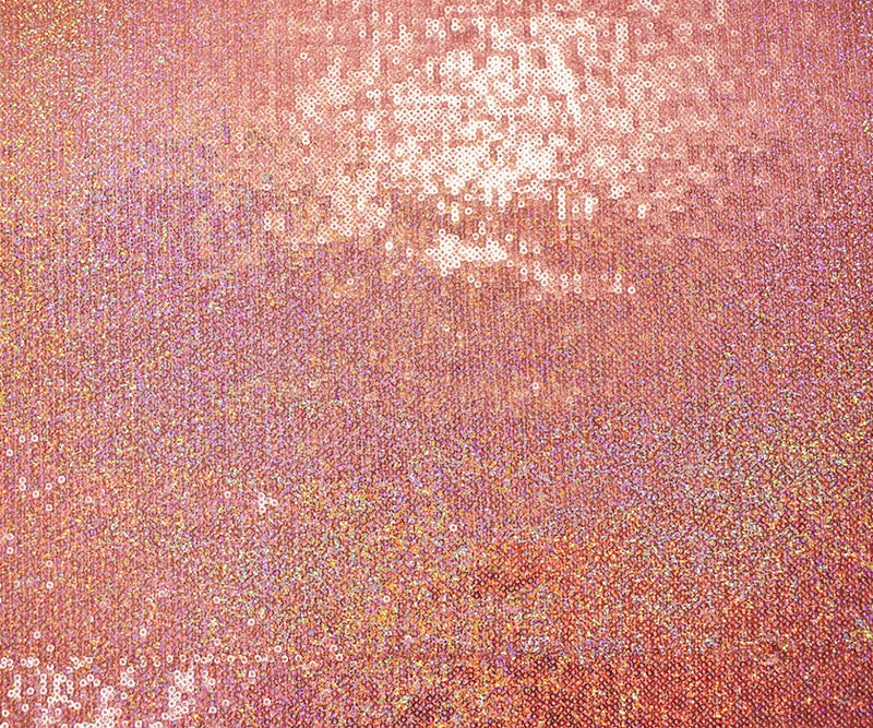 Peach Nylon Polyester Sequined Stretch Knit Fabric