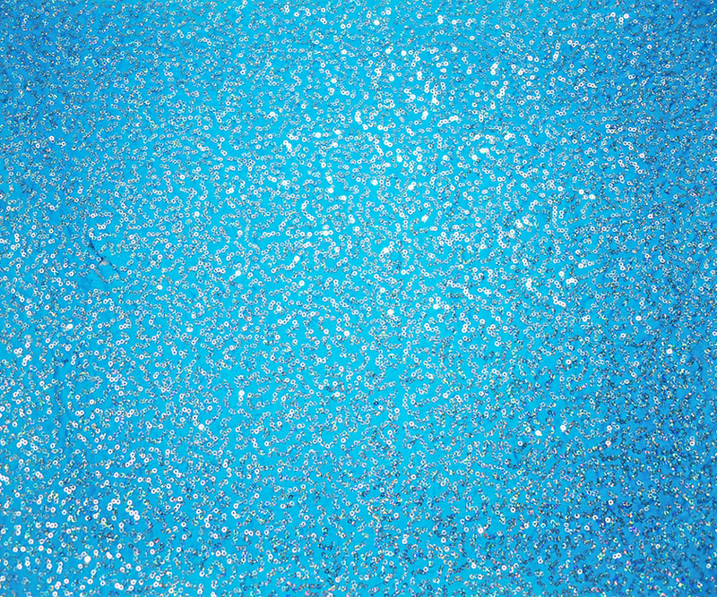Turquoise-Blue Coral Sequin Pattern Stretch Spandex Knit Fabric