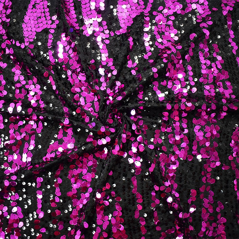 Magenta Poly Abstract Wave Sequin Stretch Spandex Knit Fabric