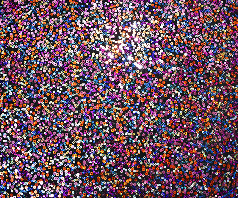 Orange-Multi Nylon-Poly Scattered Sequined Stretch Knit Fabric