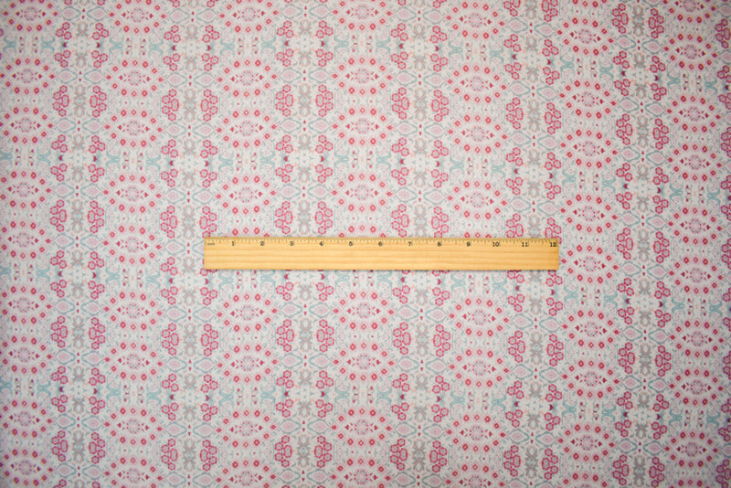 Pink-White-Multi Poly Floral Printed Chiffon Woven Fabric