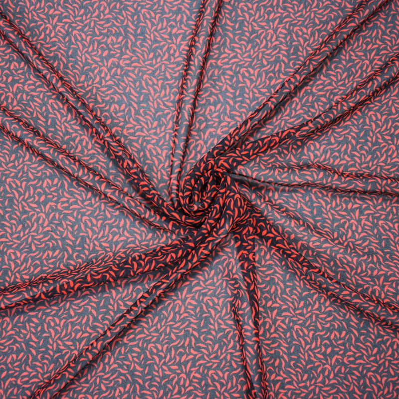 Red-Black Poly Abstract Printed Georgette Woven Fabric