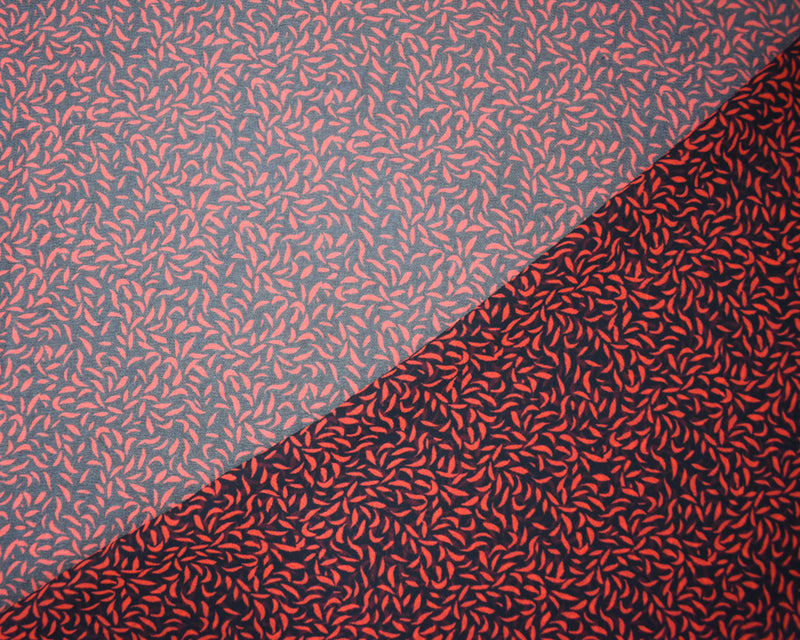 Red-Black Poly Abstract Printed Georgette Woven Fabric