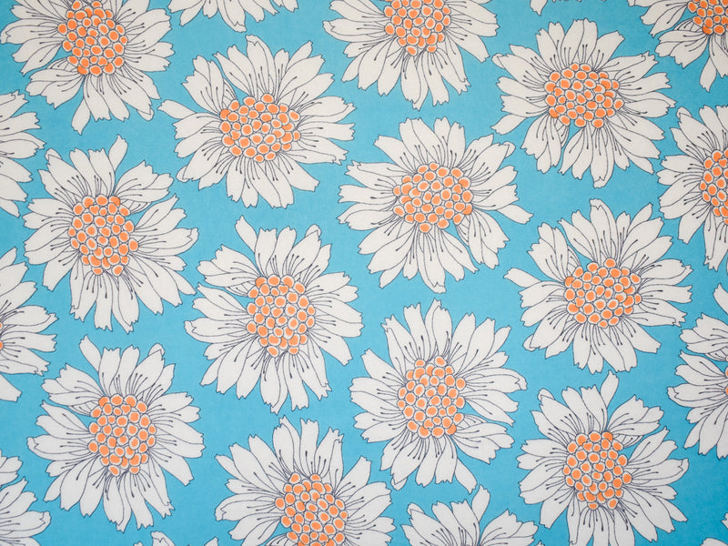 Blue-White-Multi Poly Floral Printed Chiffon Woven Fabric
