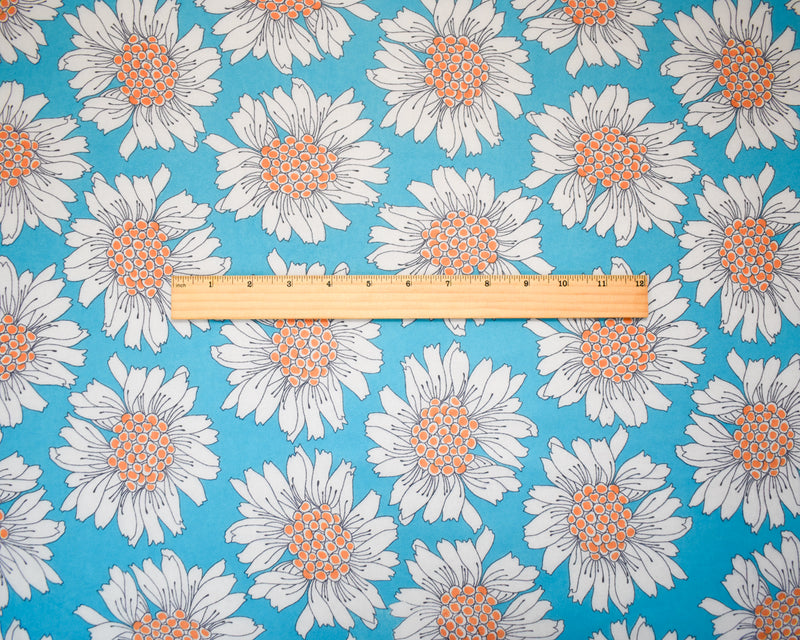 1 1/4 YD PC-Blue-White-Multi Poly Floral Printed Chiffon Woven Fabric