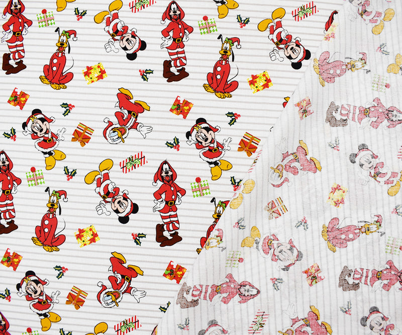 Red-Yellow-Multi-Cotton Disney Mickey and Friends Print Quilting Woven Fabric