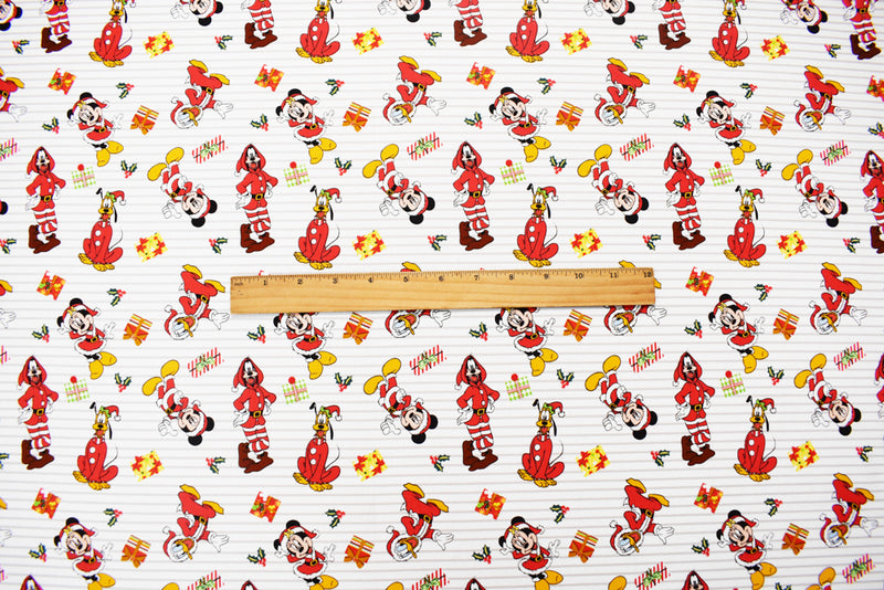 Red-Yellow-Multi-Cotton Disney Mickey and Friends Print Quilting Woven Fabric
