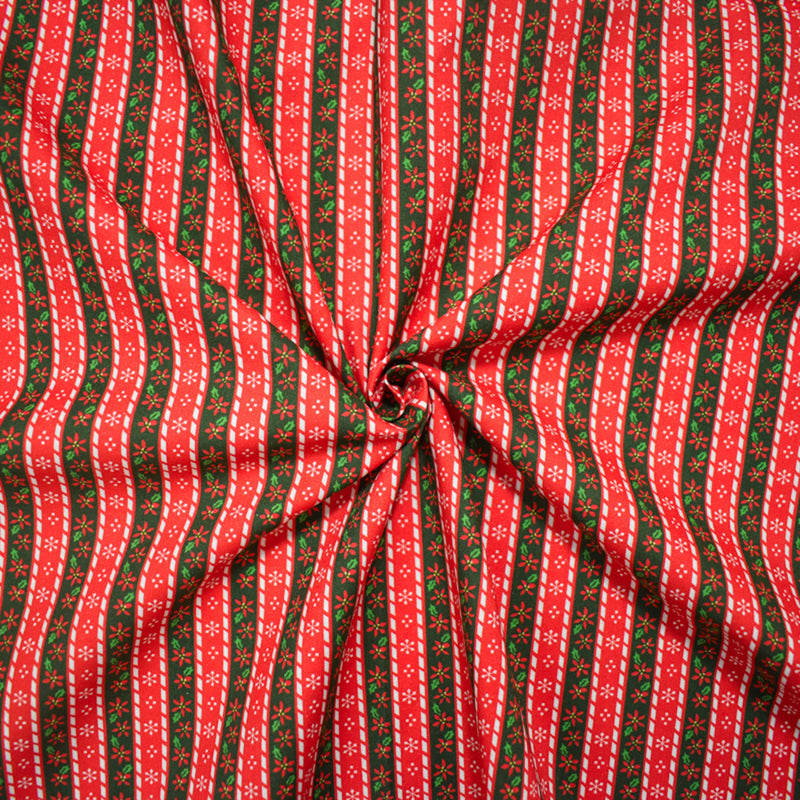 Red-Multi Cotton Baxter Mill Christmas Print Quilting Cotton Woven Fabric