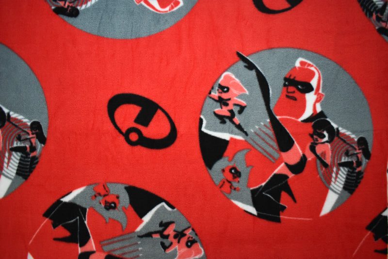 Gray-Multi Poly Disney Incredibles Print Double Sided Fleece Knit Fabric