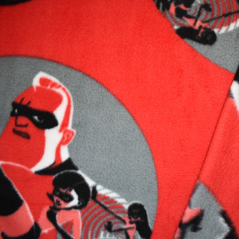 Gray-Multi Poly Disney Incredibles Print Double Sided Fleece Knit Fabric