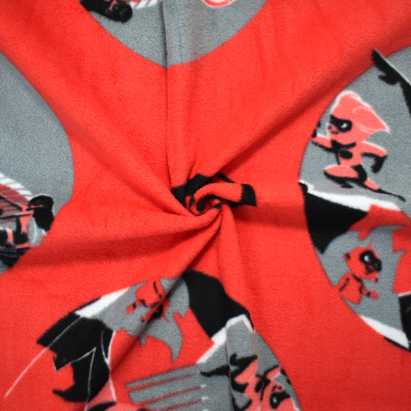 Gray-Multi Poly Disney Incredibles Print Double Sided Fleece Knit Fabric