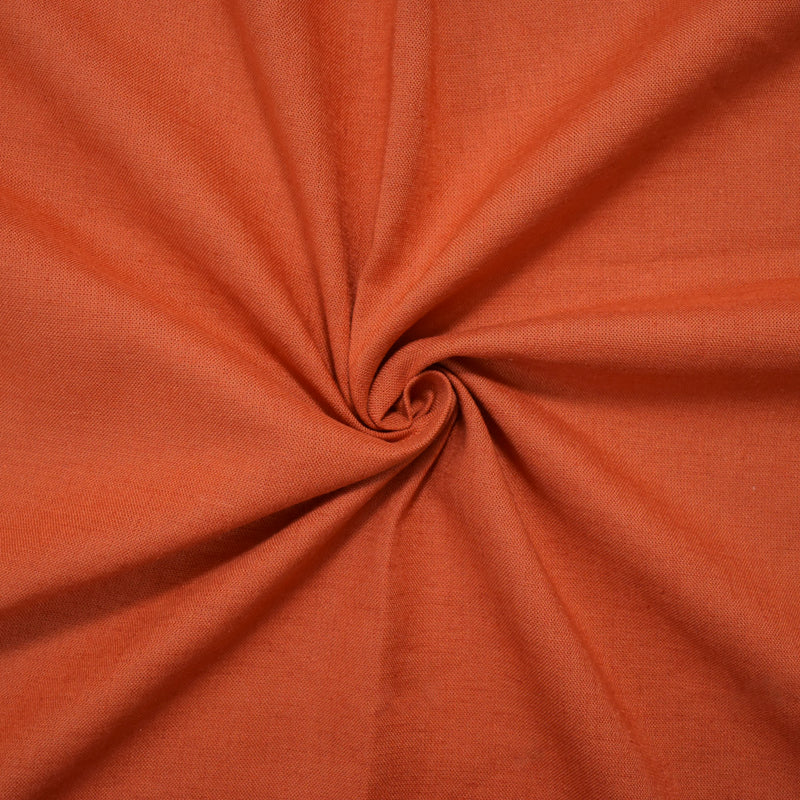 Orange Viscose-Linen Solid Linen Look Woven Fabric