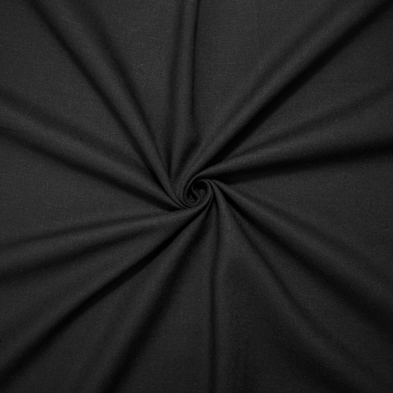 1 1/2 YD PC-Black Viscose-Linen Solid Linen Look Woven Fabric