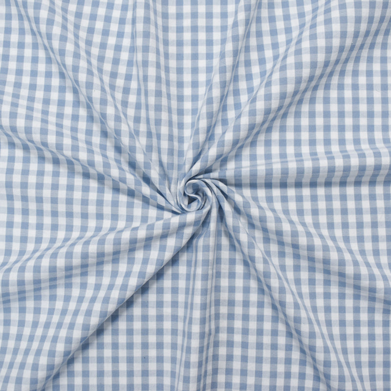 1 1/2 YD PC-Blue-White Cotton Gingham Woven Shirting Fabric