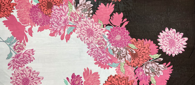 Pink-White-Multi Poly Floral Printed Chiffon Woven Fabric