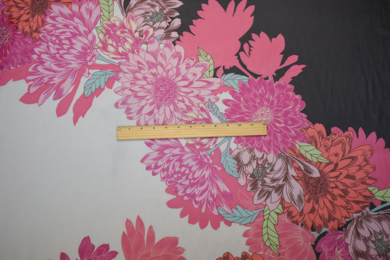 Pink-White-Multi Poly Floral Printed Chiffon Woven Fabric