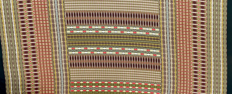 Black-Red-Multi Poly Aztec Border Printed Charmeuse Woven Fabric