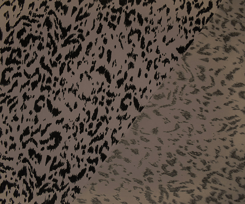 1 7/8 YD PC-Taupe-Black Poly Abstract Printed Stretch ITY Jersey Knit Fabric