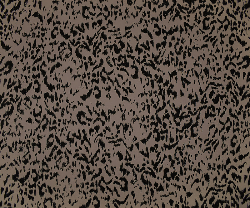 1 7/8 YD PC-Taupe-Black Poly Abstract Printed Stretch ITY Jersey Knit Fabric