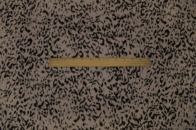 1 7/8 YD PC-Taupe-Black Poly Abstract Printed Stretch ITY Jersey Knit Fabric