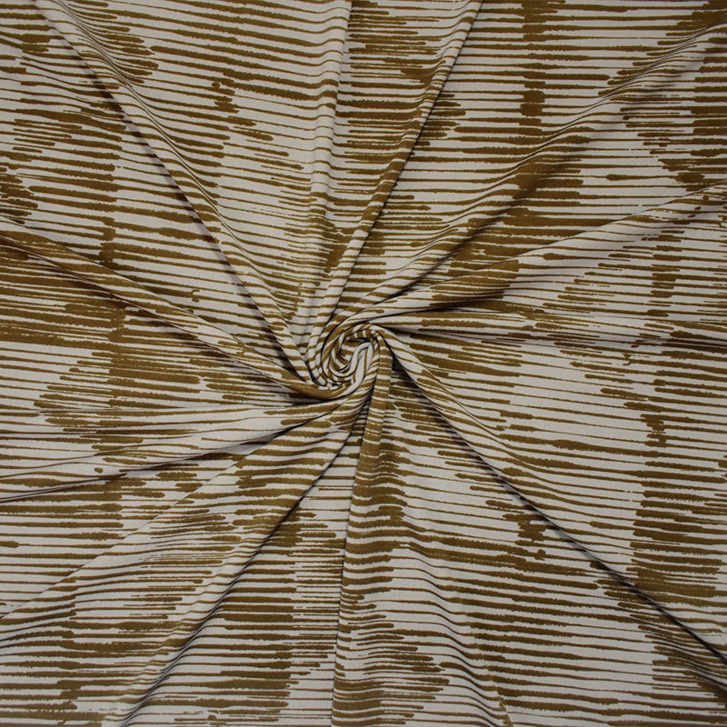 Brown-Beige Poly Abstract Printed Stretch ITY Jersey Knit Fabric