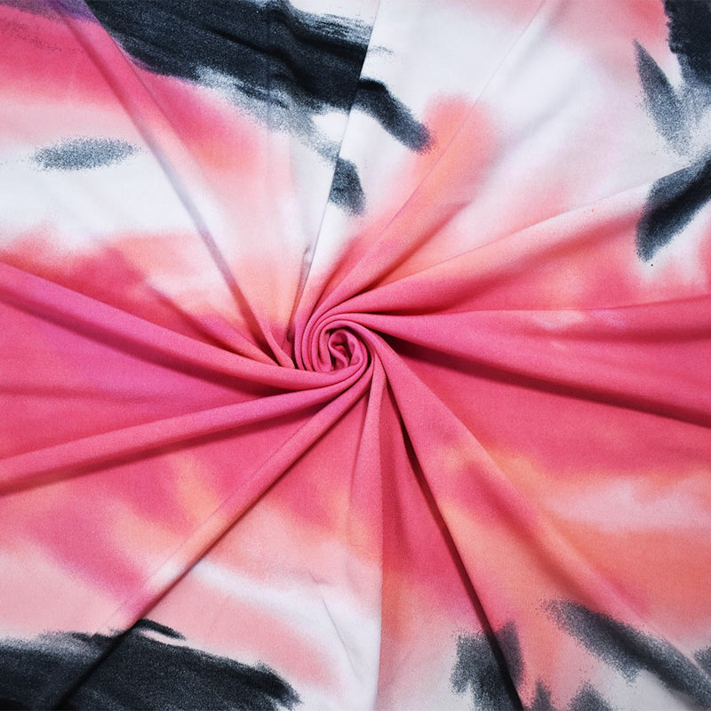 Pink-Multi Poly Tie-Dye Printed Stretch ITY Jersey Knit Fabric