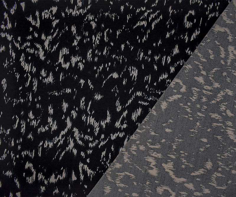 Black-Gray Poly Abstract Printed Stretch ITY Jersey Knit Fabric
