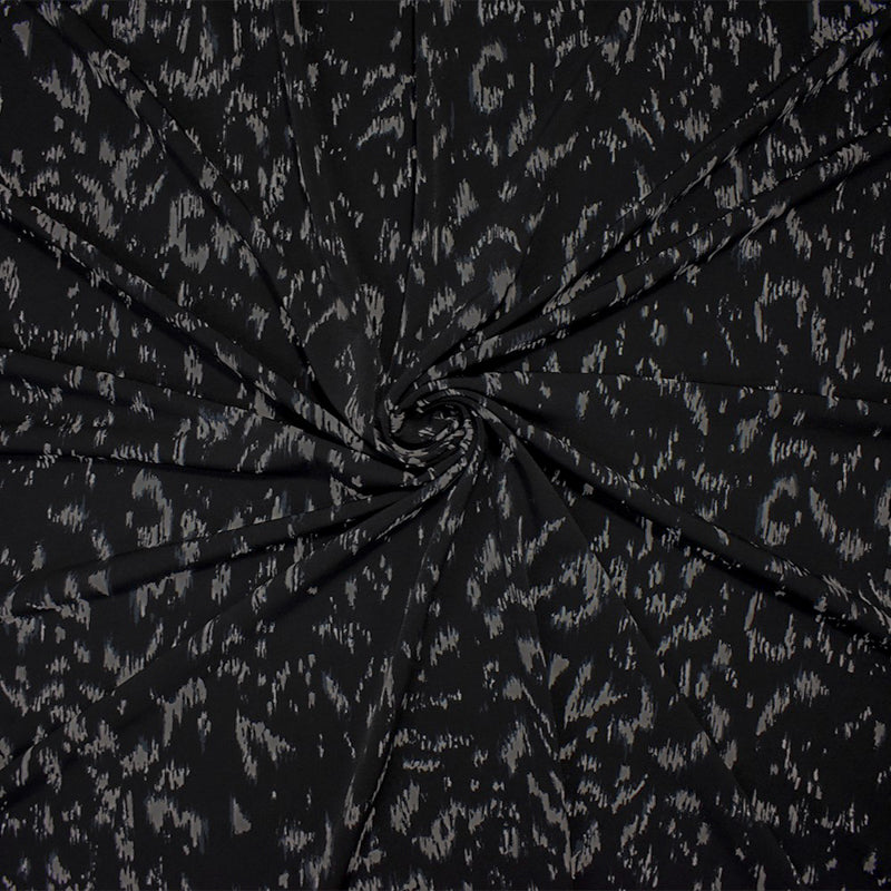 Black-Gray Poly Abstract Printed Stretch ITY Jersey Knit Fabric