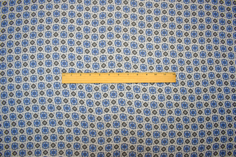 Blue-White-Multi Poly Kaleidoscope Printed Crinkle Yoryu Chiffon Woven Fabric