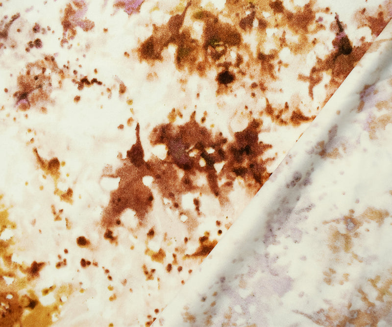 Beige-Pink-Multi Poly Stretch Spandex Tie Dye Velvet Knit Fabric
