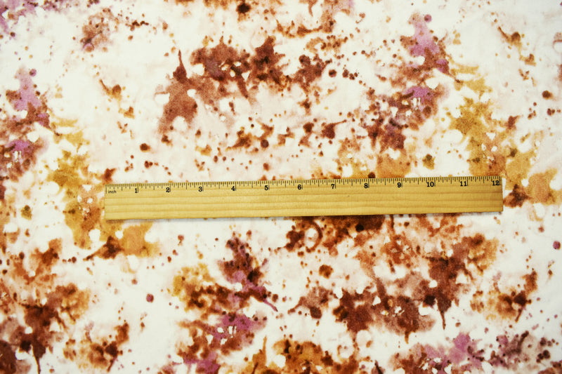 Beige-Pink-Multi Poly Stretch Spandex Tie Dye Velvet Knit Fabric