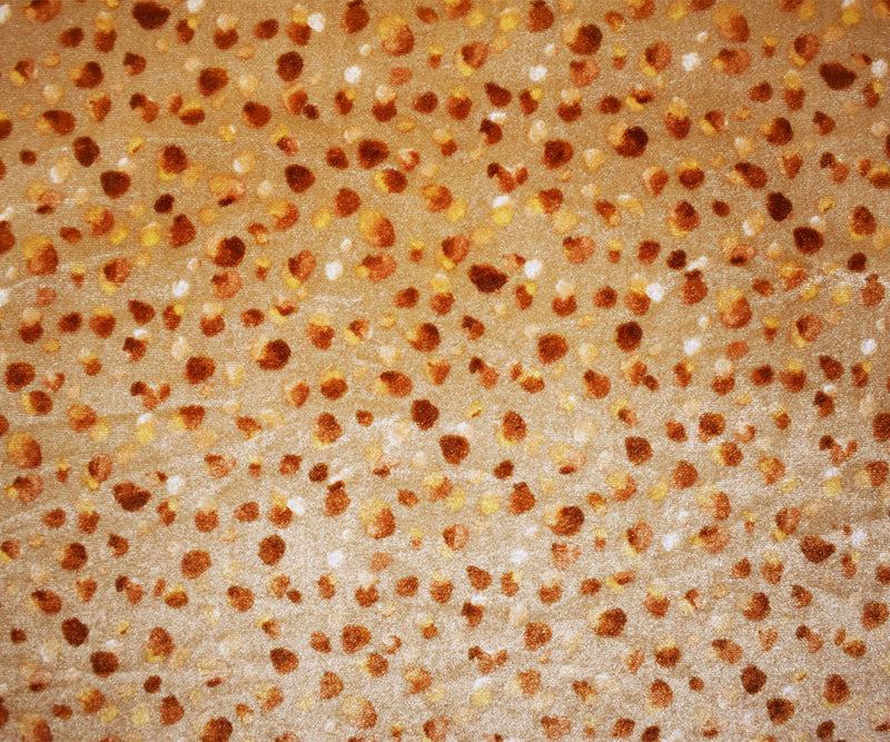 Beige-Brown Poly Stretch Abstract Printed Velvet Knit Fabric