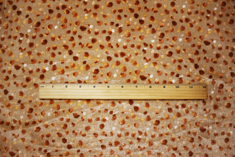 Beige-Brown Poly Stretch Abstract Printed Velvet Knit Fabric