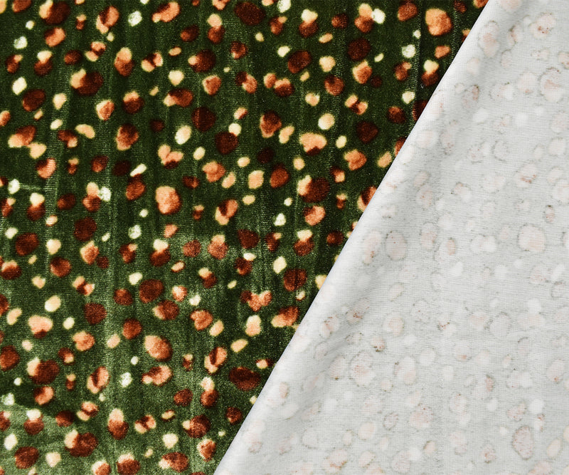 1 1/2 YD PC-Green-Multi Poly Stretch Abstract Printed Velvet Knit Fabric