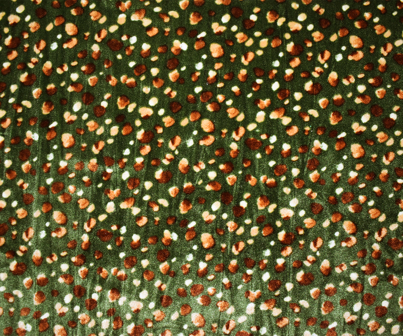 Green-Multi Poly Stretch Abstract Printed Velvet Knit Fabric